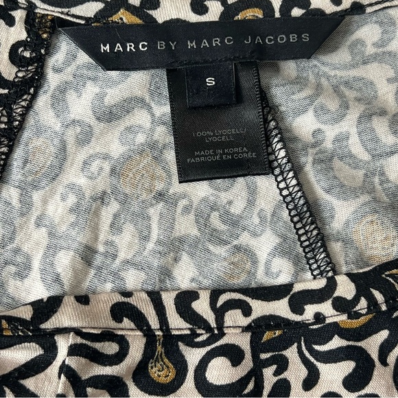 Marc Jacobs Short Sleeve Top Black & Tan Classy Top Paisley Sz Small - Picture 10 of 11